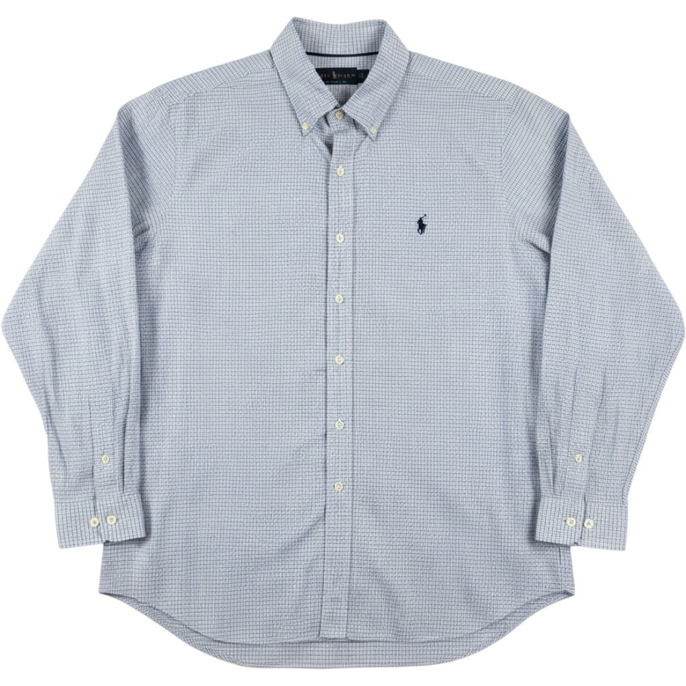 Ralph Lauren Mens XL Blue Checkered Long Sleeve Button Down Shirt